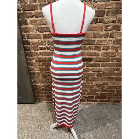 Pink Lilly Striped Sweater Dress Maxi Size M Sleeveless Stretch - So Pretty! - Picture 2 of 7